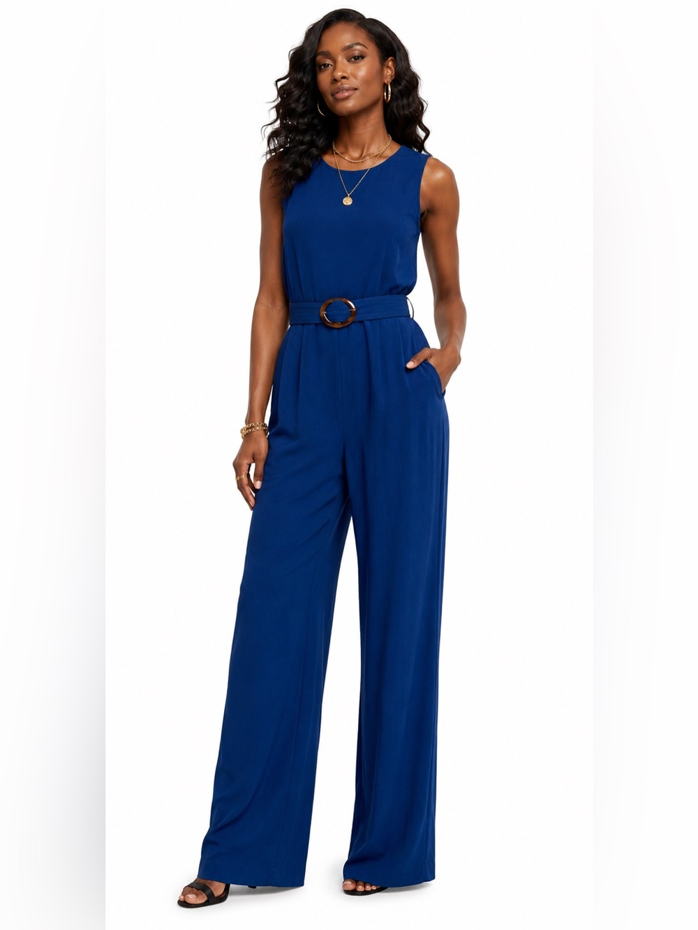 LOFT Royal Blue Sleeveless Jumper with Belted Waist 6